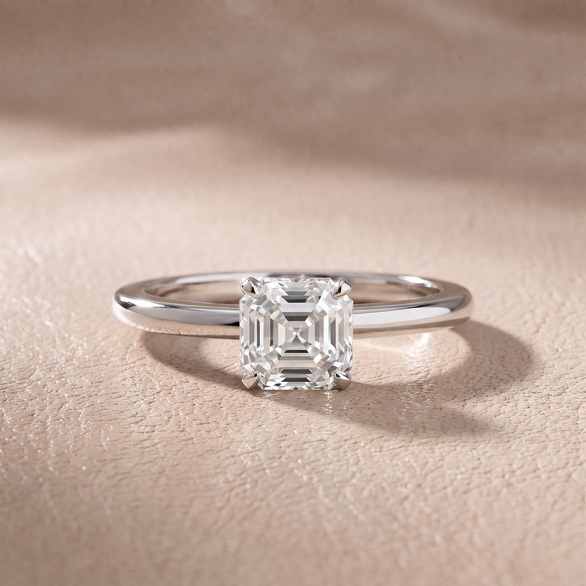 Flora Guardian Solitaire Asscher Diamond Engagement Ring in Platinum - front.jpg