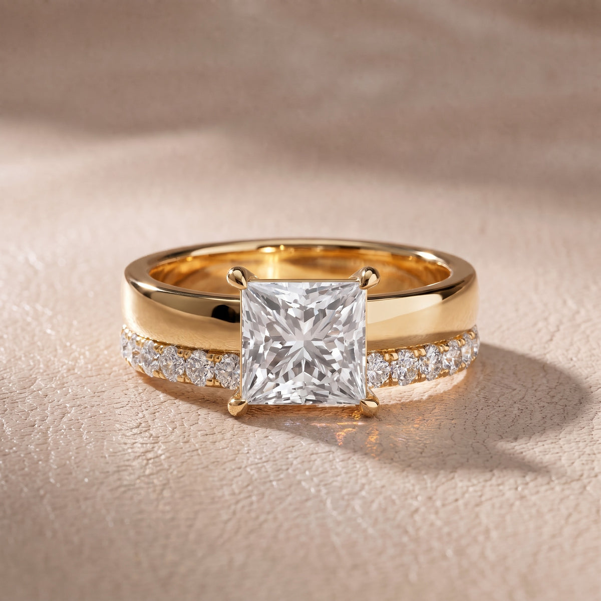 Josephine Split Shank Pavé Princess Diamond Engagement Ring in Yellow Gold - front.jpg