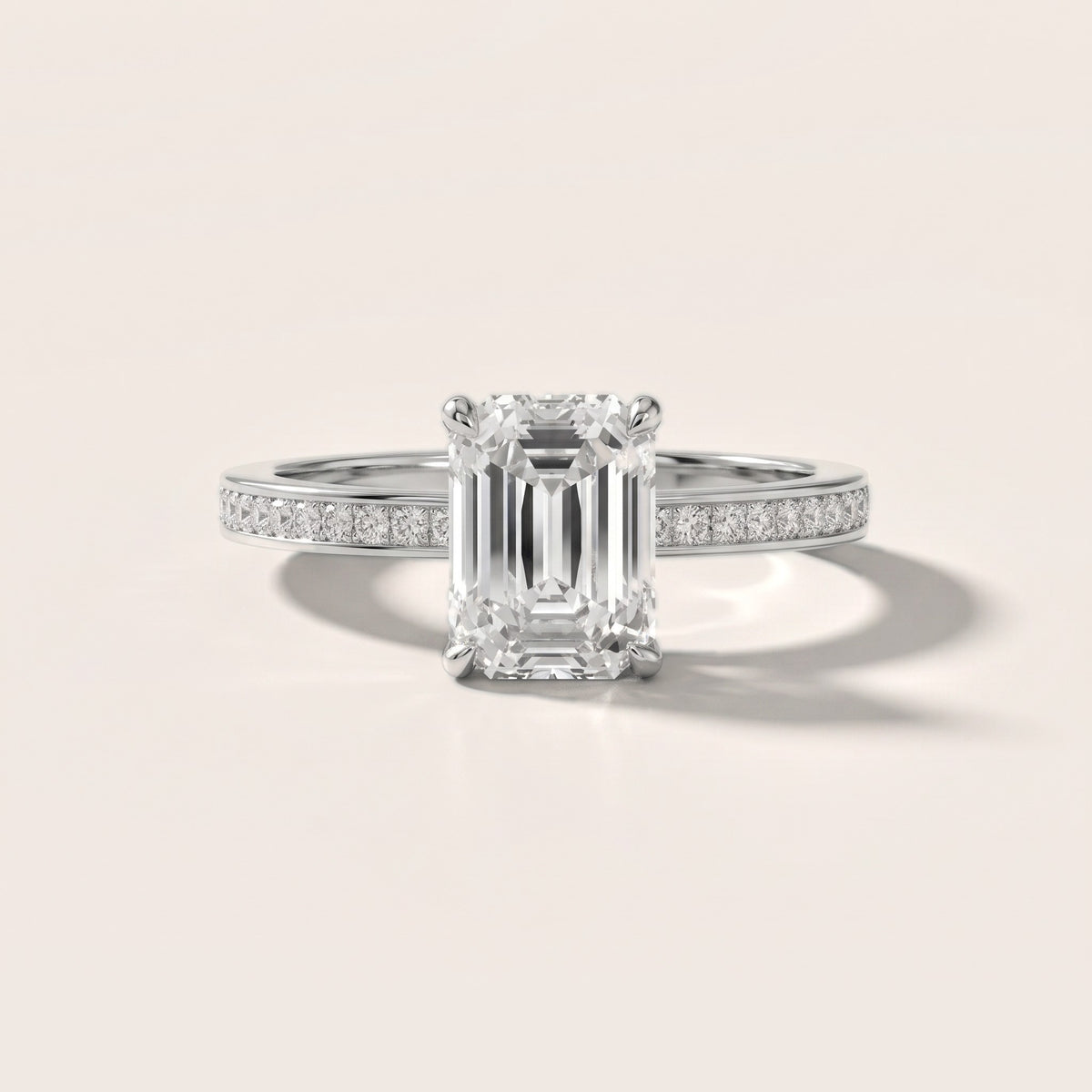 Freja Channel Set Emerald Diamond Engagement Ring in White Gold - front.jpg