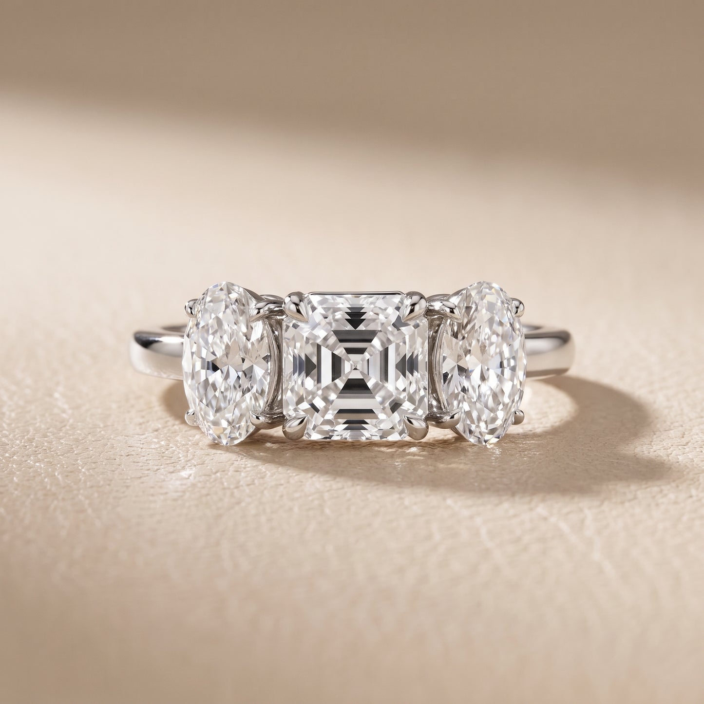 Lila Three-Stone Asscher Diamond Ring in White Gold - front.jpg