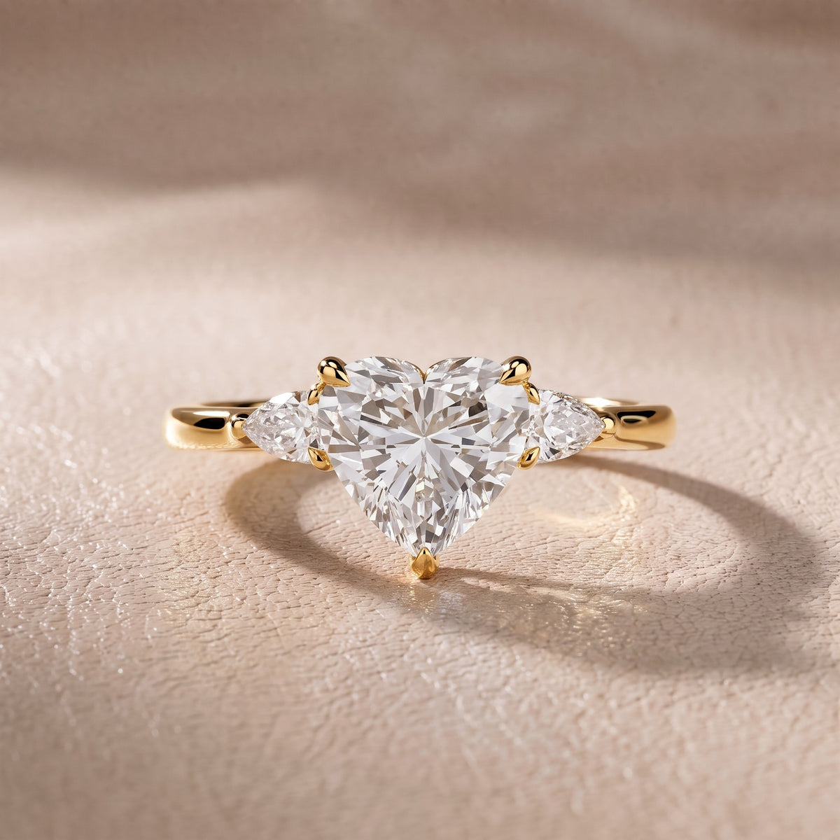 Leila Three-Stone Heart Diamond Engagement Ring in Yellow Gold - front.jpg