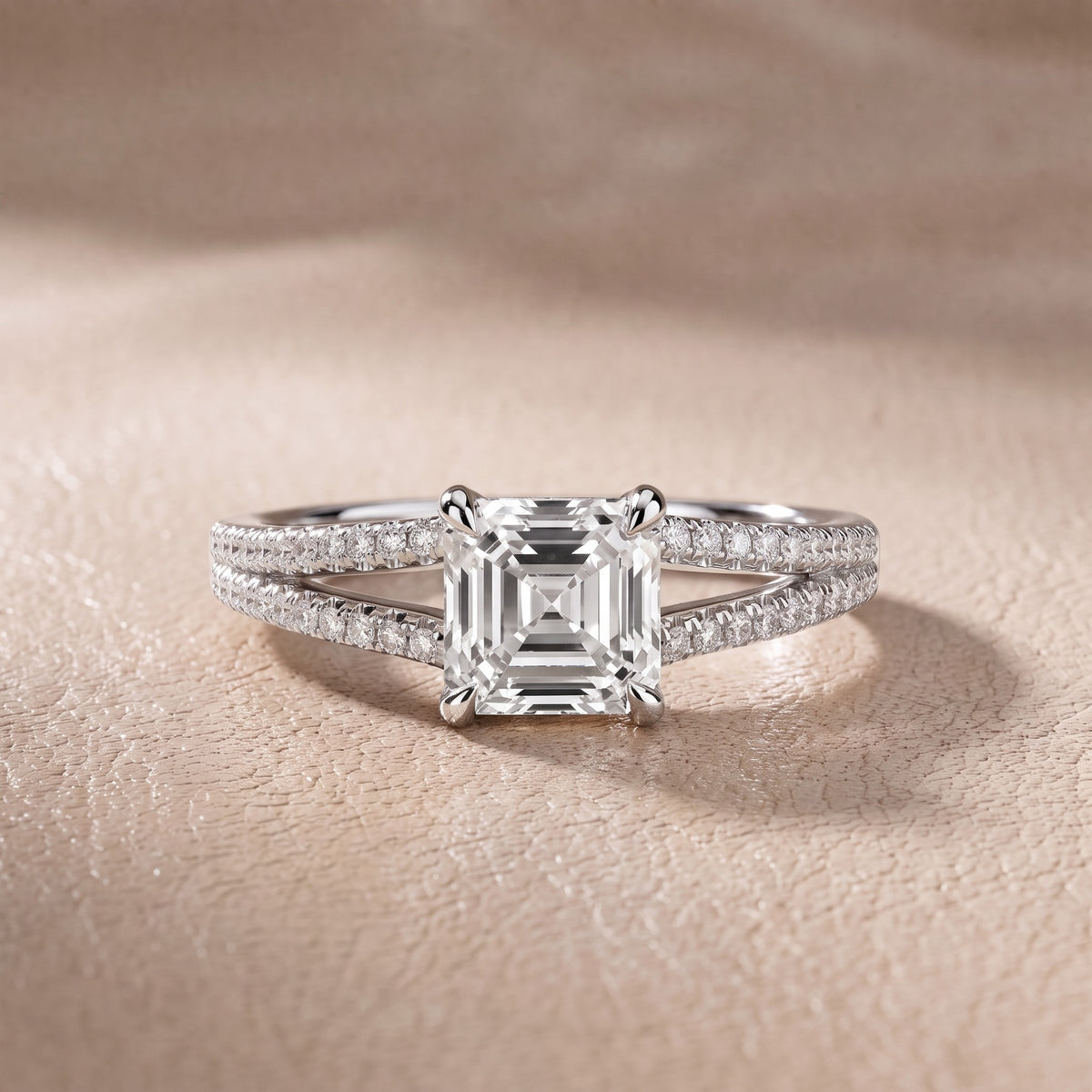 Eternal Embrace Solitaire Asscher Diamond Engagement Ring in Silver - front.jpg