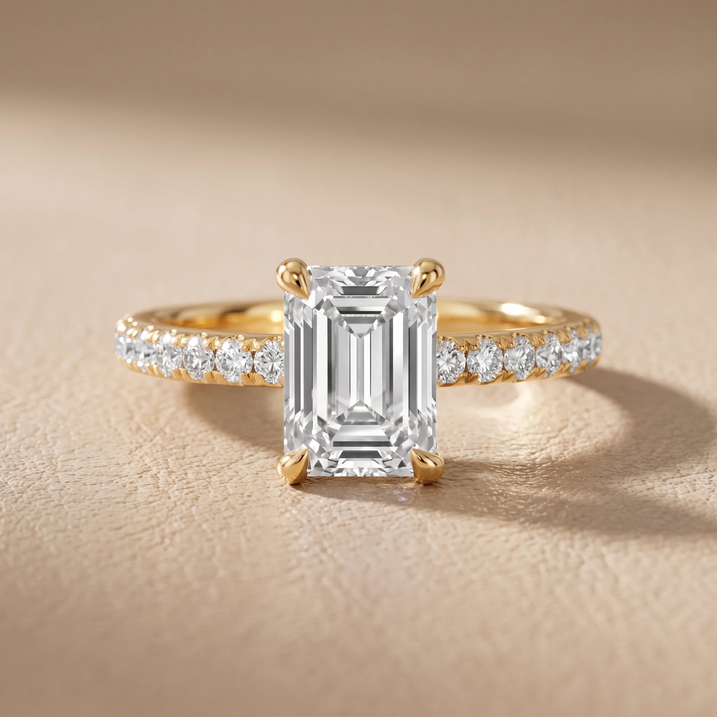 Maya Hidden Halo Pavé Emerald Diamond Engagement Ring in Yellow Gold - front.jpg