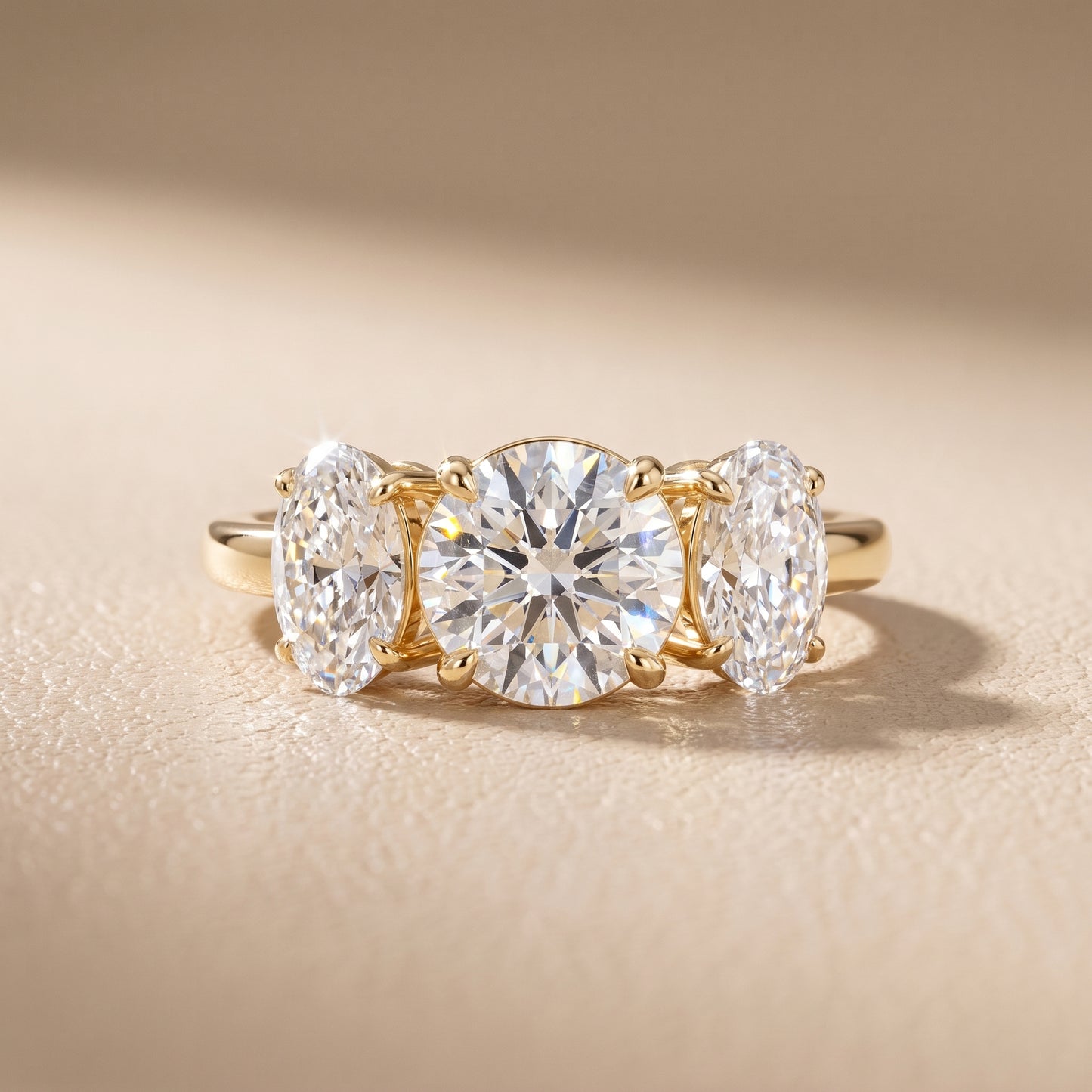Lila Three-Stone Round Diamond Ring in Yellow Gold - front.jpg