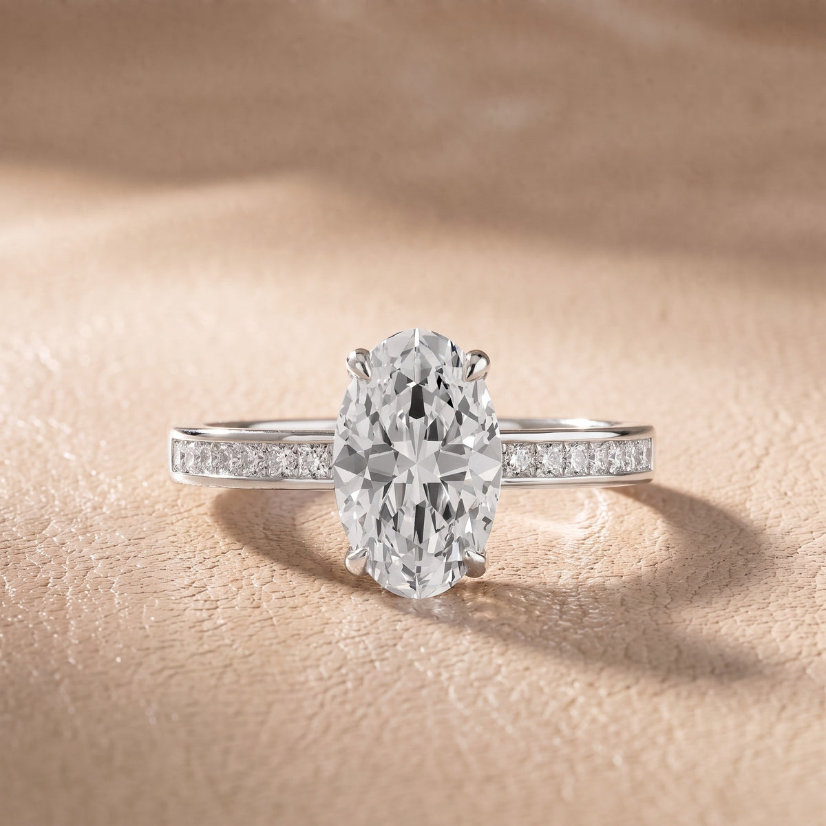 Maren Sidestone Channel Set Oval Diamond Engagement Ring in Silver - front.jpg