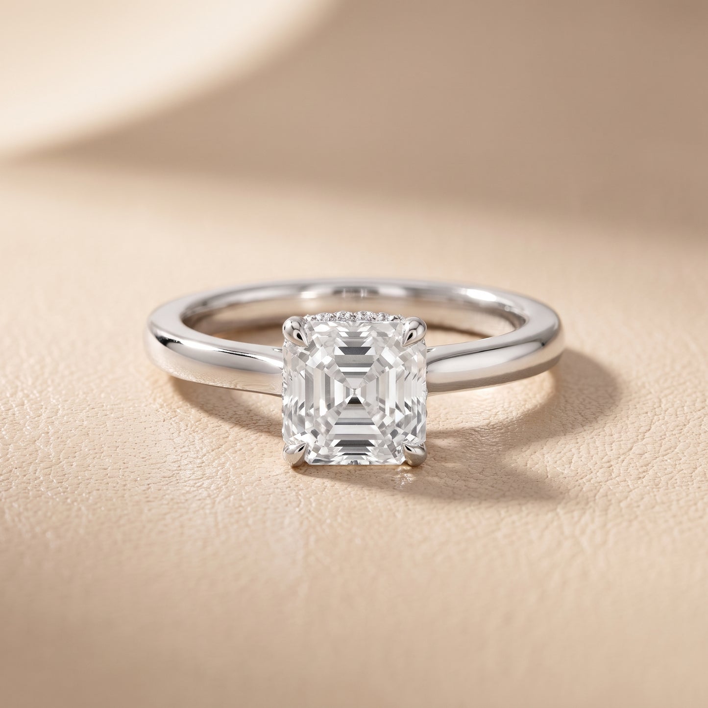 Mena Hidden Halo Asscher Diamond Engagement Ring in Silver - front.jpg