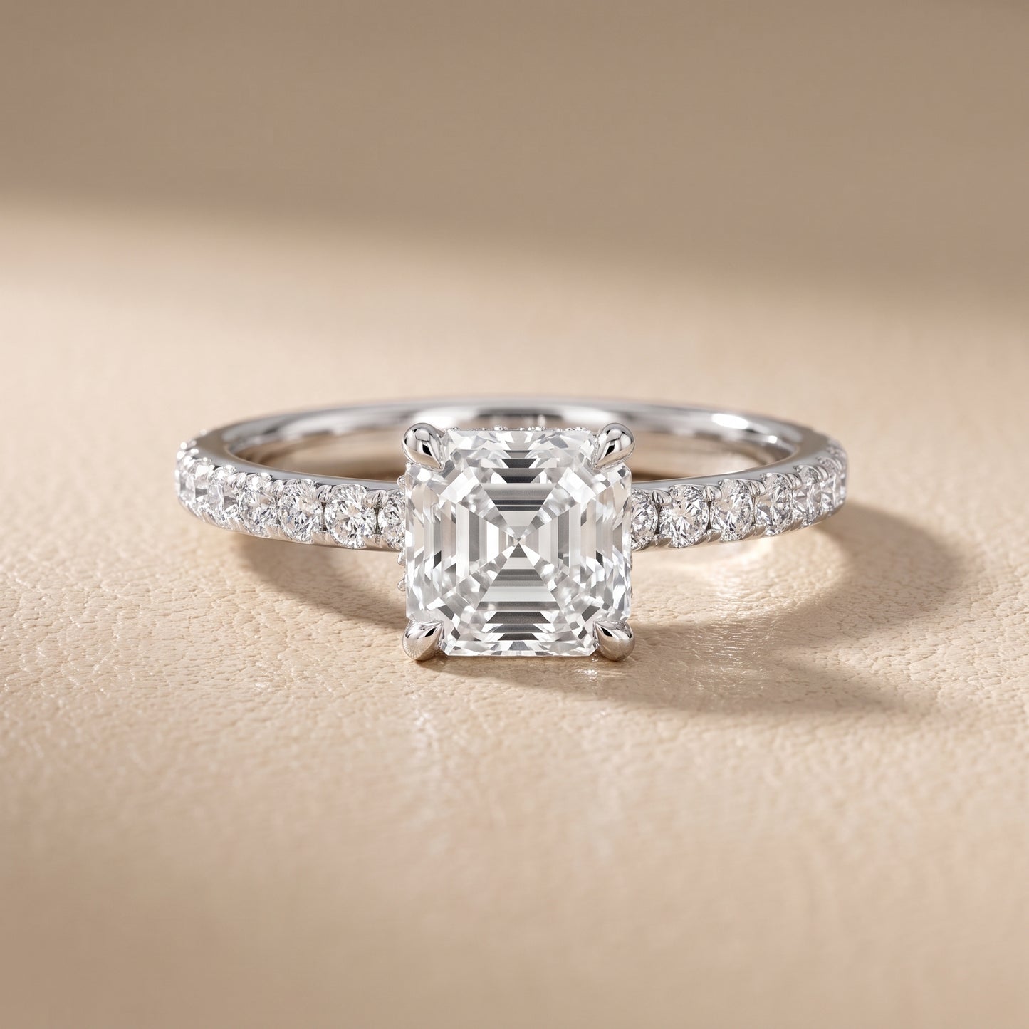 Thea Hidden Halo Pavé Asscher Diamond Engagement Ring in Platinum - front.jpg