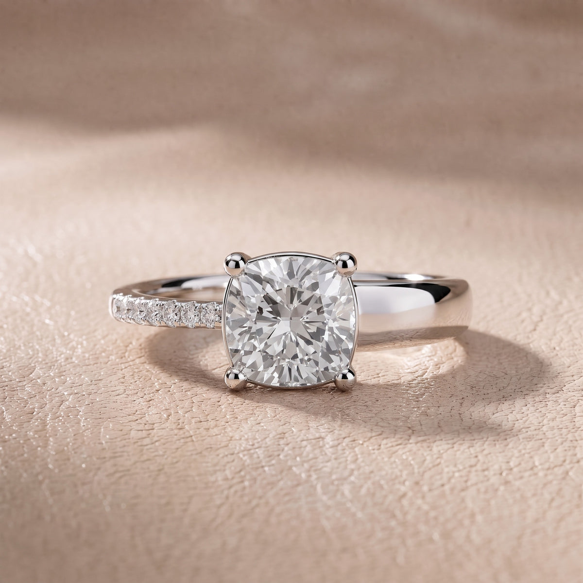 Rosie Solitaire Basket Cushion Diamond Engagement Ring in Silver - front.jpg
