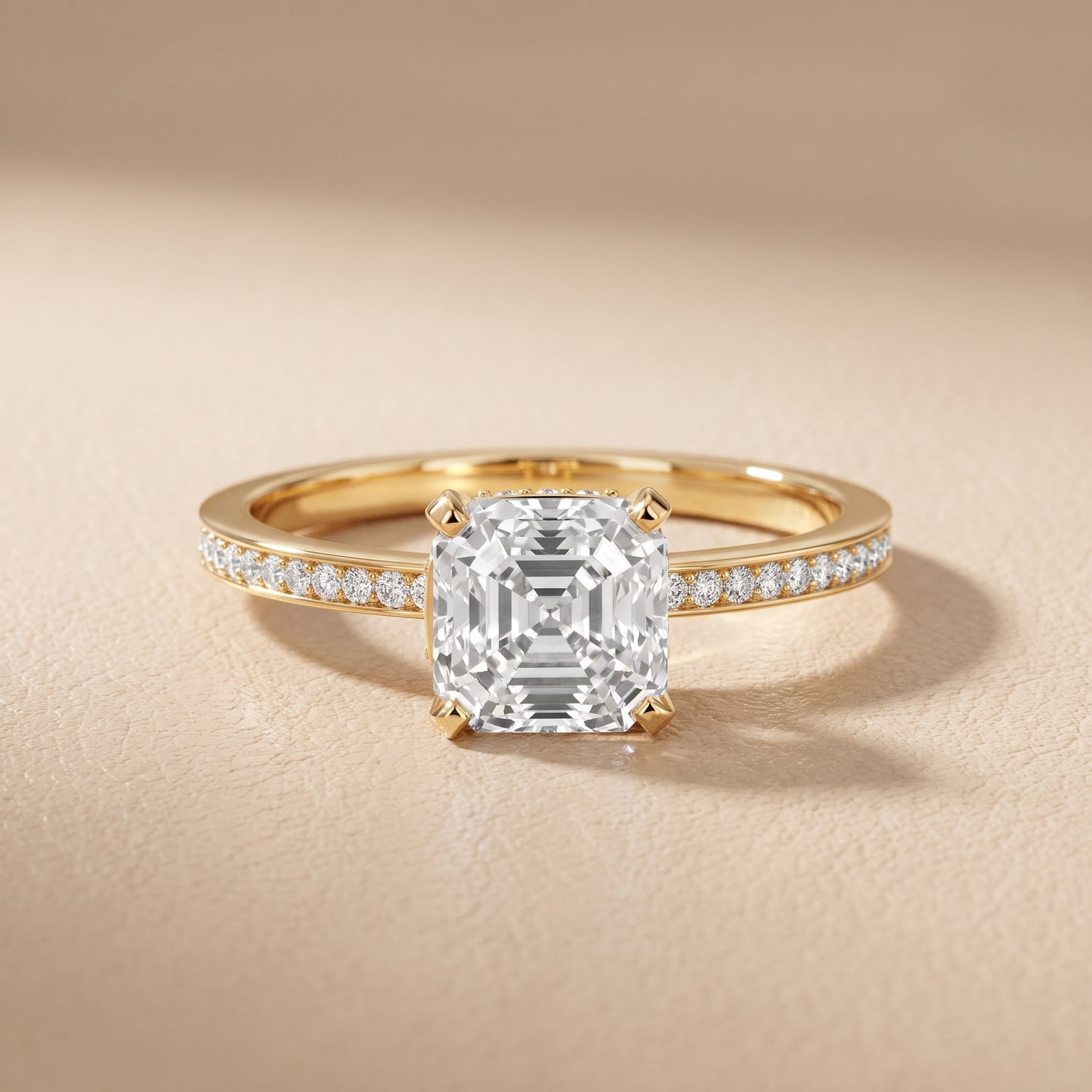 Naia Hidden Halo Asscher Diamond Ring in Yellow Gold - front.jpg