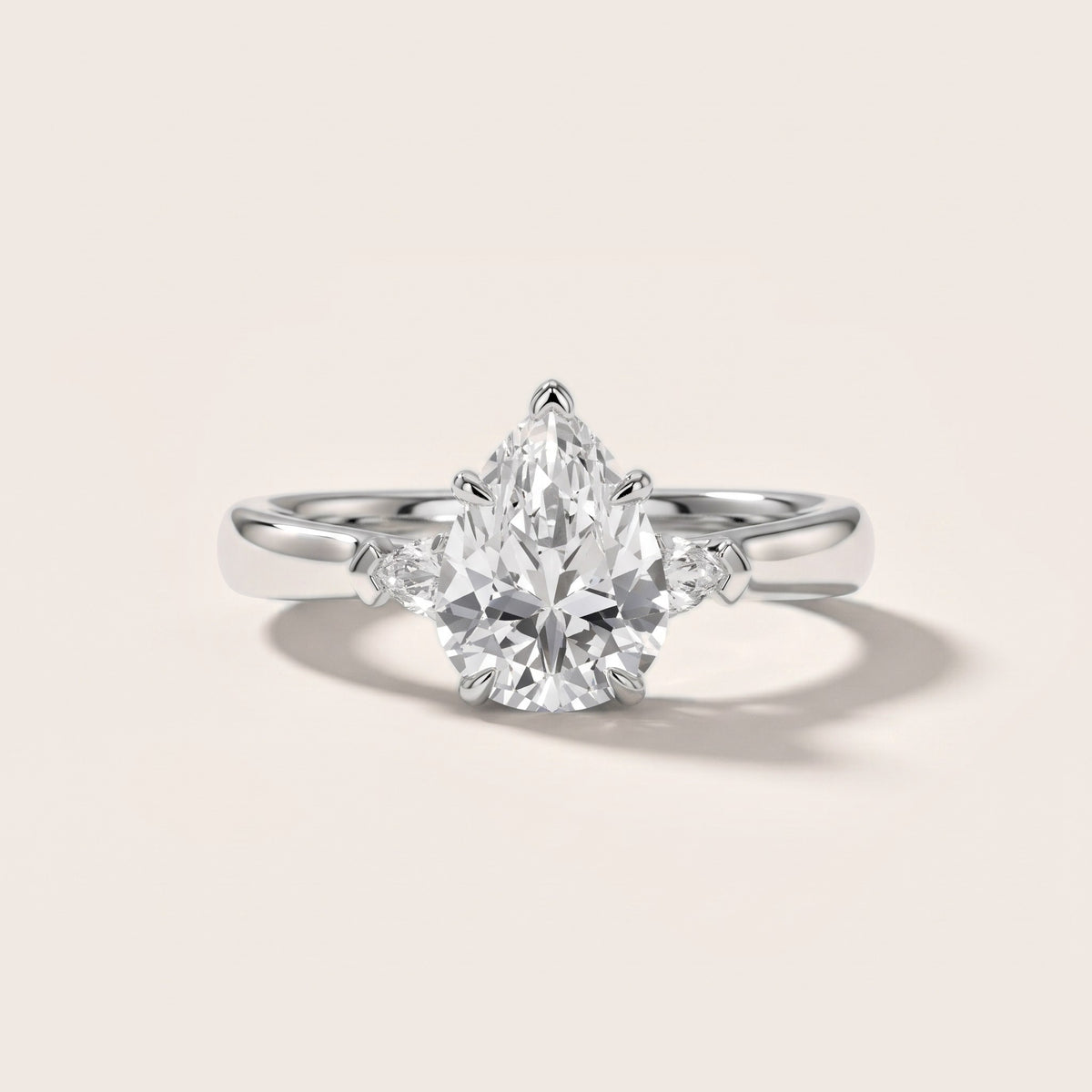 Dahlia Three-Stone Cathedral Pear Diamond Engagement Ring in Silver - front.jpg