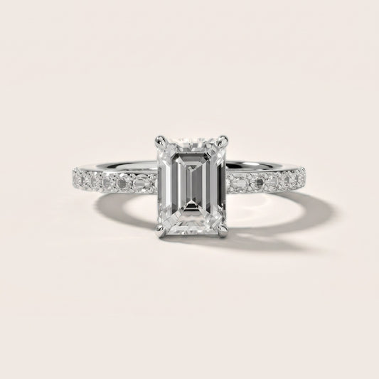 Annabel Pavé Solitaire Emerald Diamond Engagement Ring in Platinum [studio-20261024]