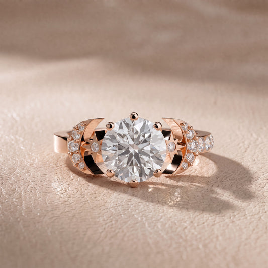 Astra Cathedral Sidestone Round Diamond Engagement Ring in Rose Gold - front.jpg