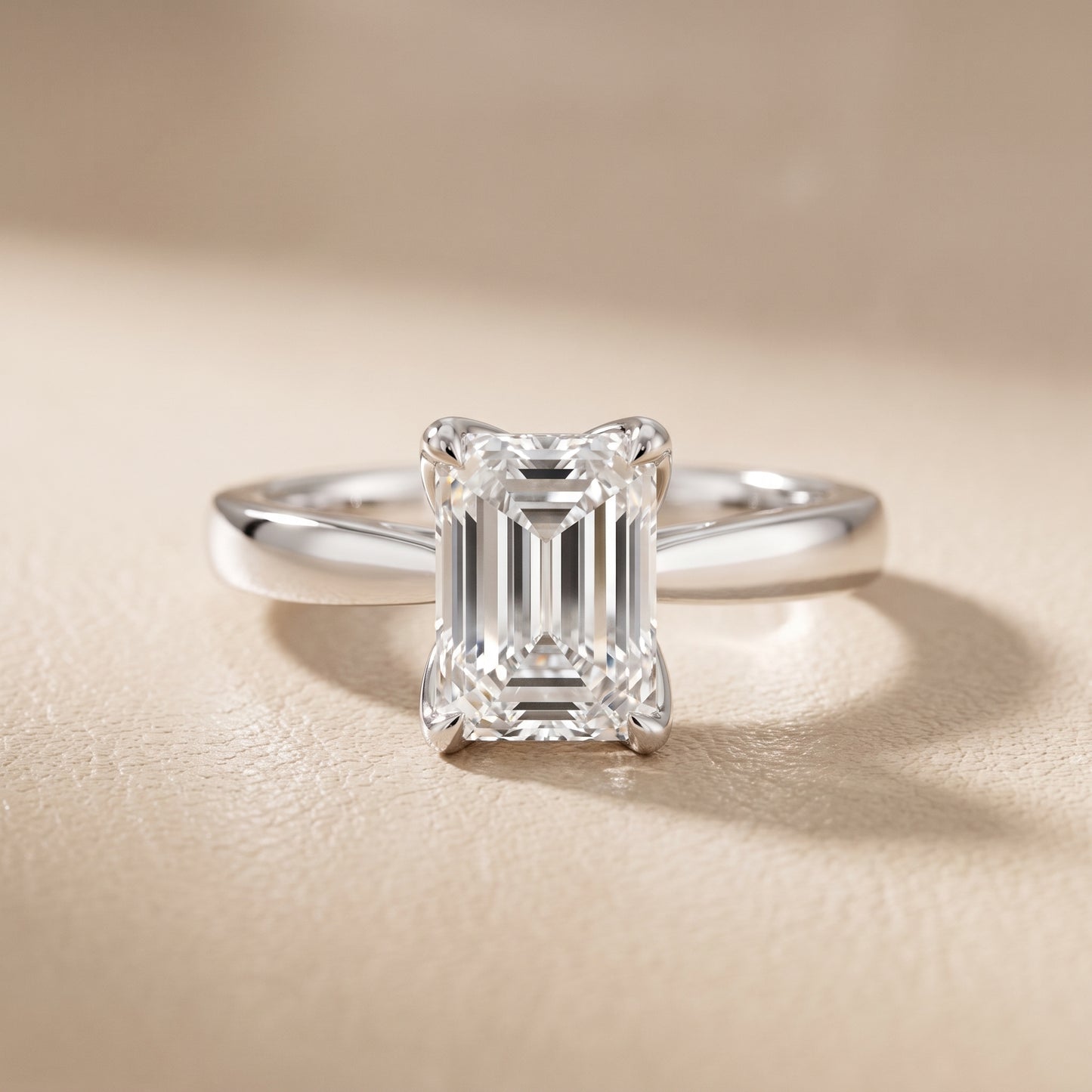 Lucia Solitaire Six-Prong Emerald Diamond Engagement Ring in Platinum - front.jpg
