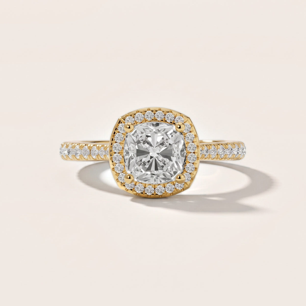 Pasco Halo Micropavé Cushion Diamond Engagement Ring in Yellow Gold - front.jpg