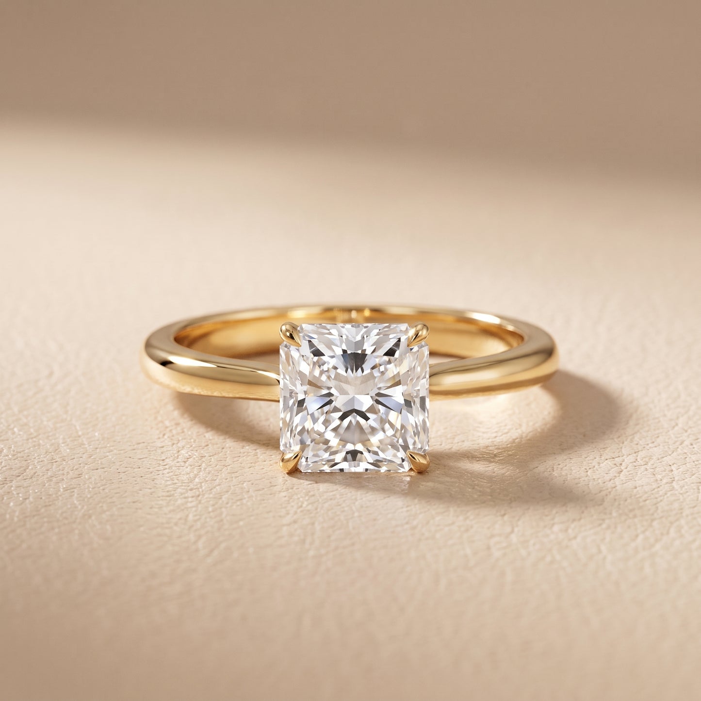 Evie Solitaire Six-Prong Radiant Diamond Engagement Ring in Yellow Gold - front.jpg