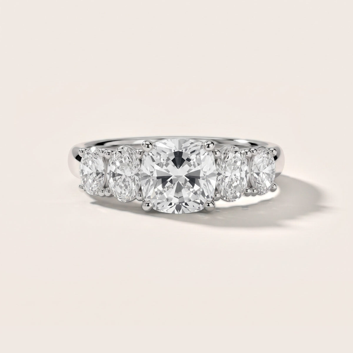 Judith Statement Five-Stone Cushion Diamond Engagement Ring in Silver - front.jpg