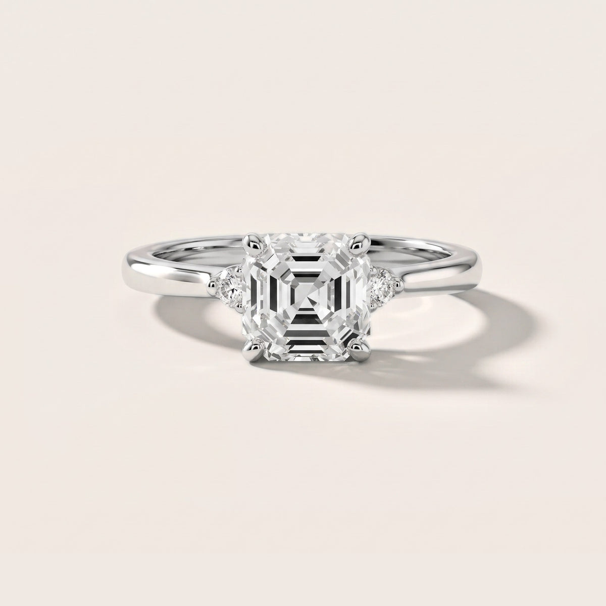 Teodora Floating Three-Stone Asscher Diamond Engagement Ring in Silver - front.jpg