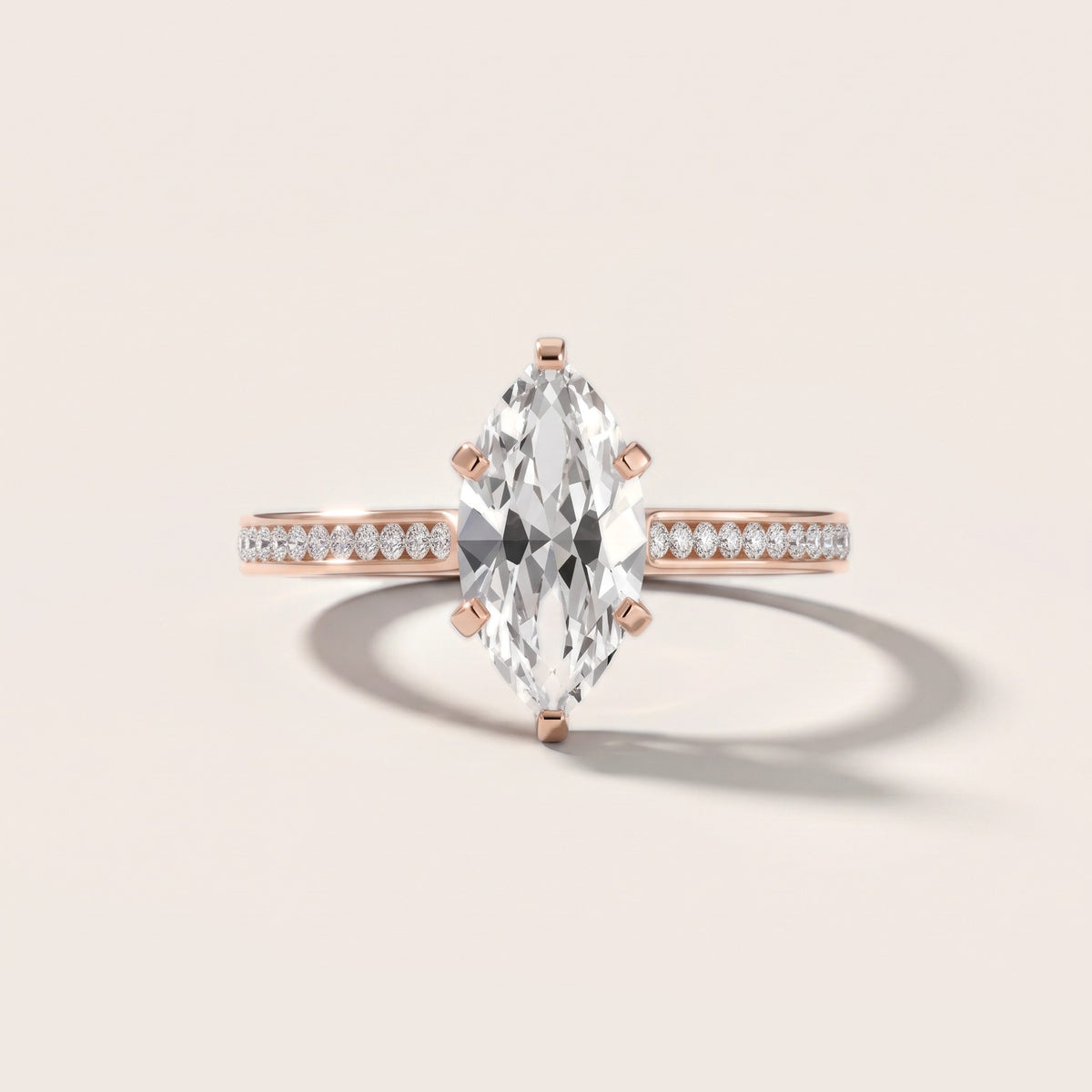 Carrie Cathedral Channel Set Marquise Diamond Engagement Ring in Rose Gold - front.jpg