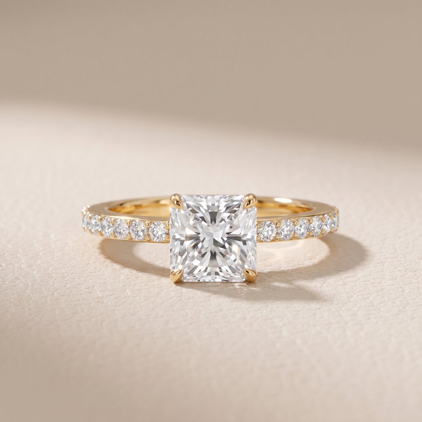 Aisha Pavé Solitaire Radiant Diamond Engagement Ring in Yellow Gold - front.jpg