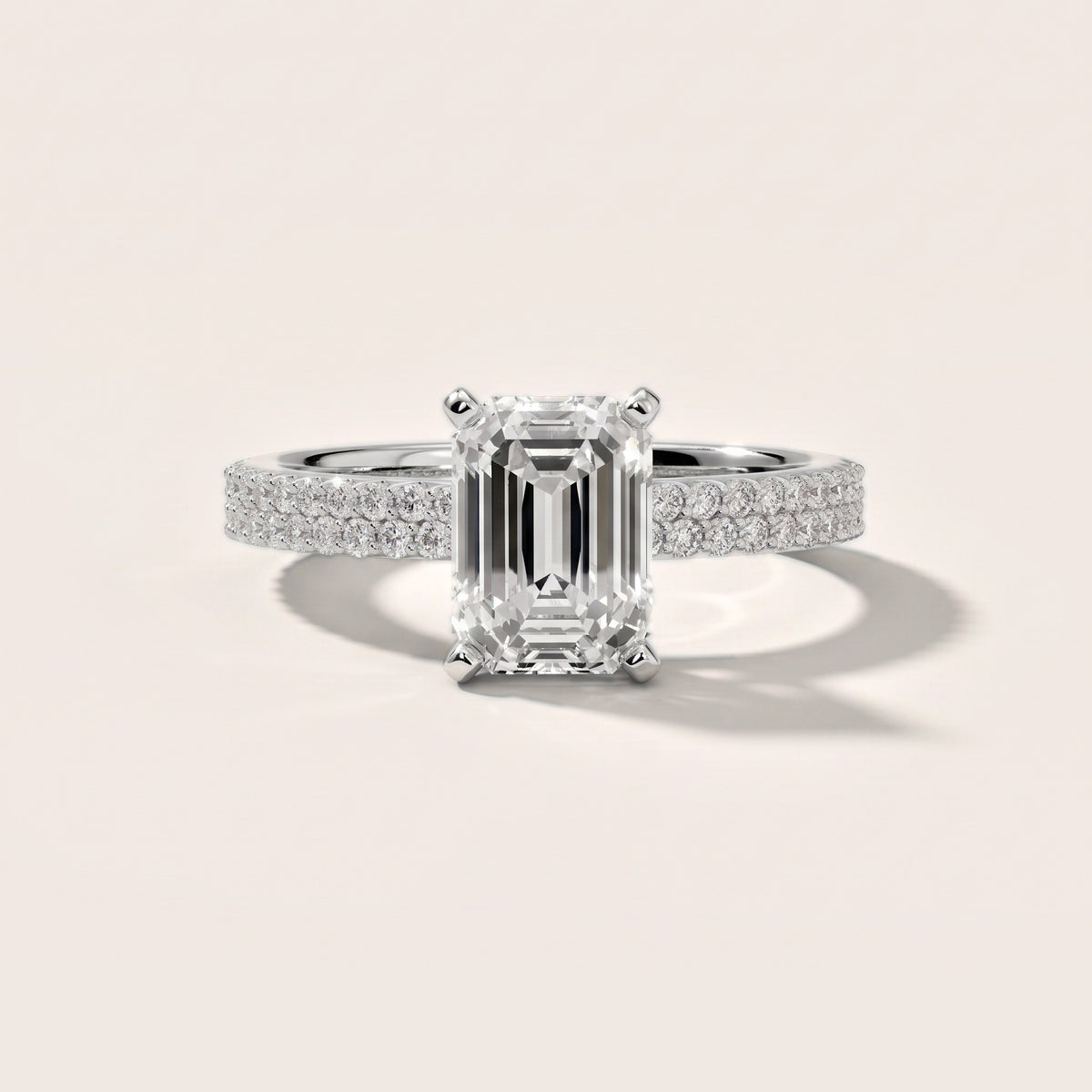 Sirena Micropavé Emerald Diamond Engagement Ring in Silver - front.jpg