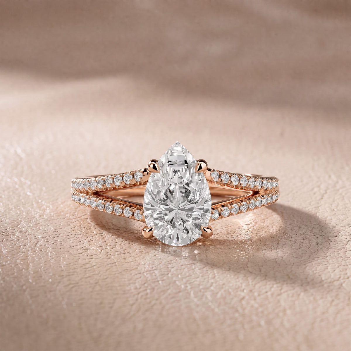 Eternal Embrace Solitaire Pear Diamond Engagement Ring in Rose Gold - front.jpg