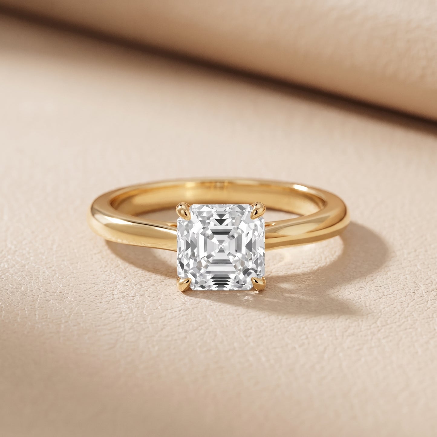 Kalia Knife Edge Solitaire Asscher Diamond Engagement Ring in Yellow Gold - front.jpg
