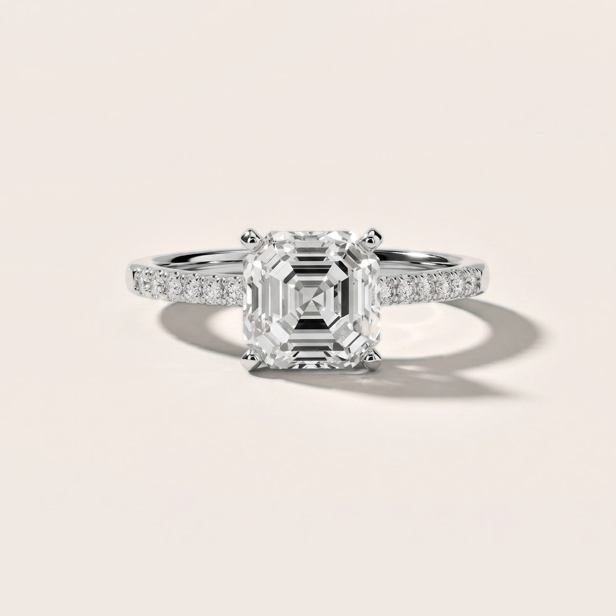 Salem Pavé Asscher Diamond Engagement Ring in Silver - front.jpg