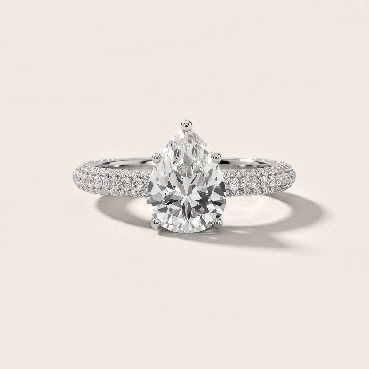Thalia Micropavé Pear Diamond Engagement Ring in Silver - front.jpg