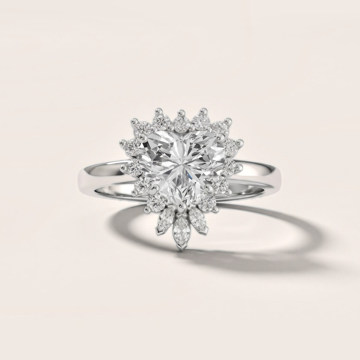 Roslyn Sunburst Halo Heart Diamond Engagement Ring in Platinum - front.jpg