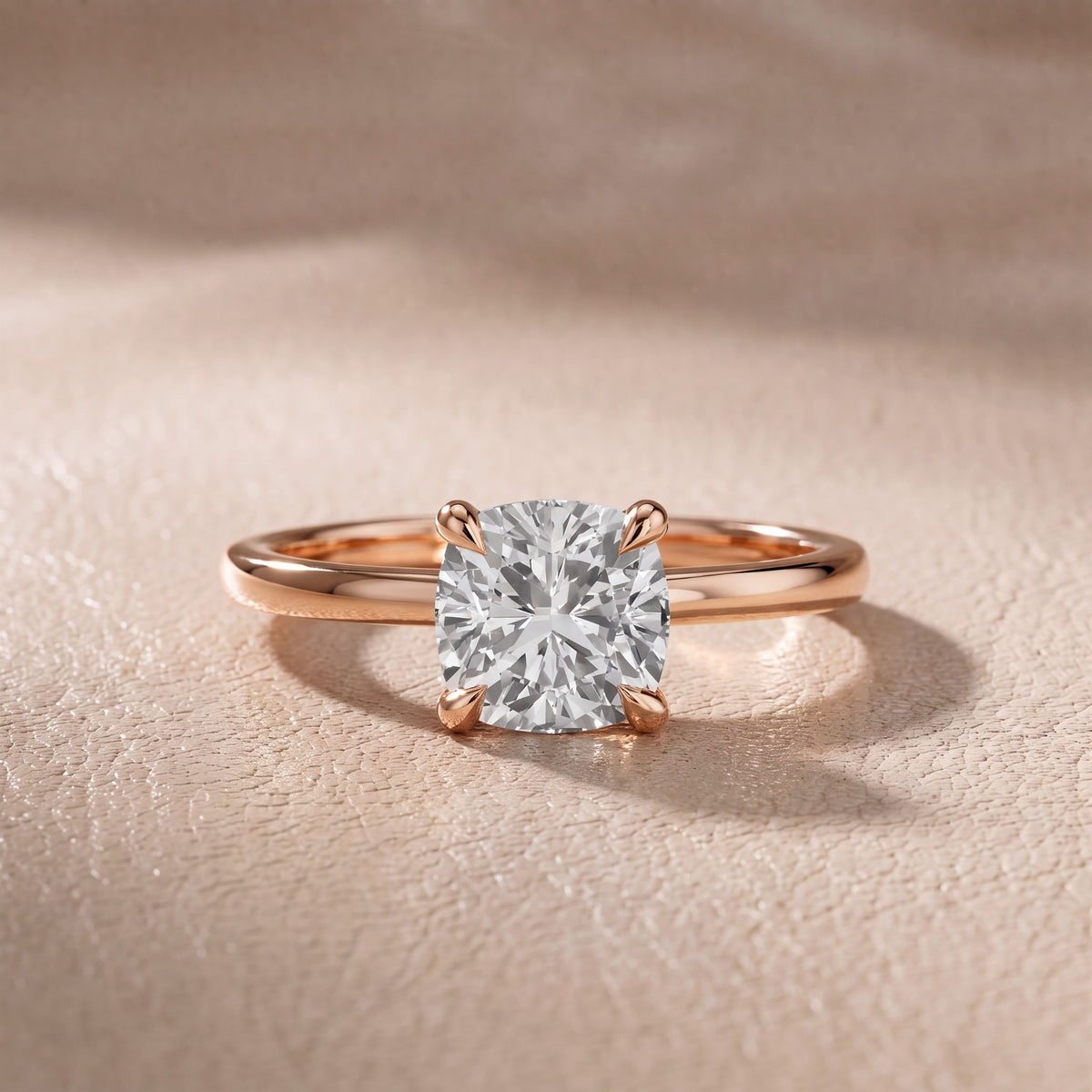 Nella Petite Solitaire Cushion Diamond Engagement Ring in Rose Gold - front.jpg
