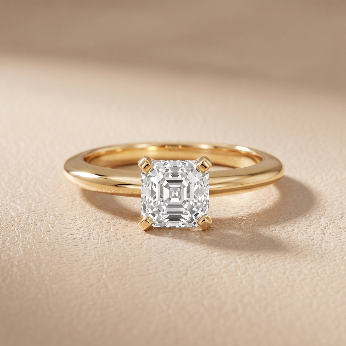 Amira Six-Prong Solitaire Asscher Diamond Engagement Ring in Yellow Gold - front.jpg