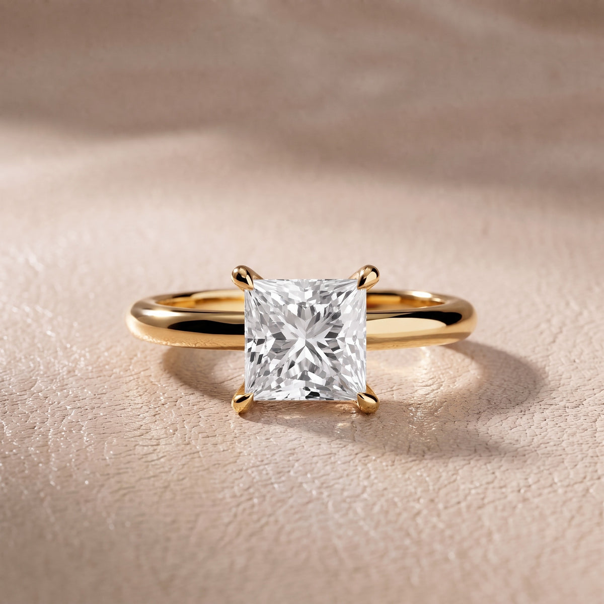 Amaya Hidden Halo Princess Diamond Engagement Ring in Yellow Gold - front.jpg