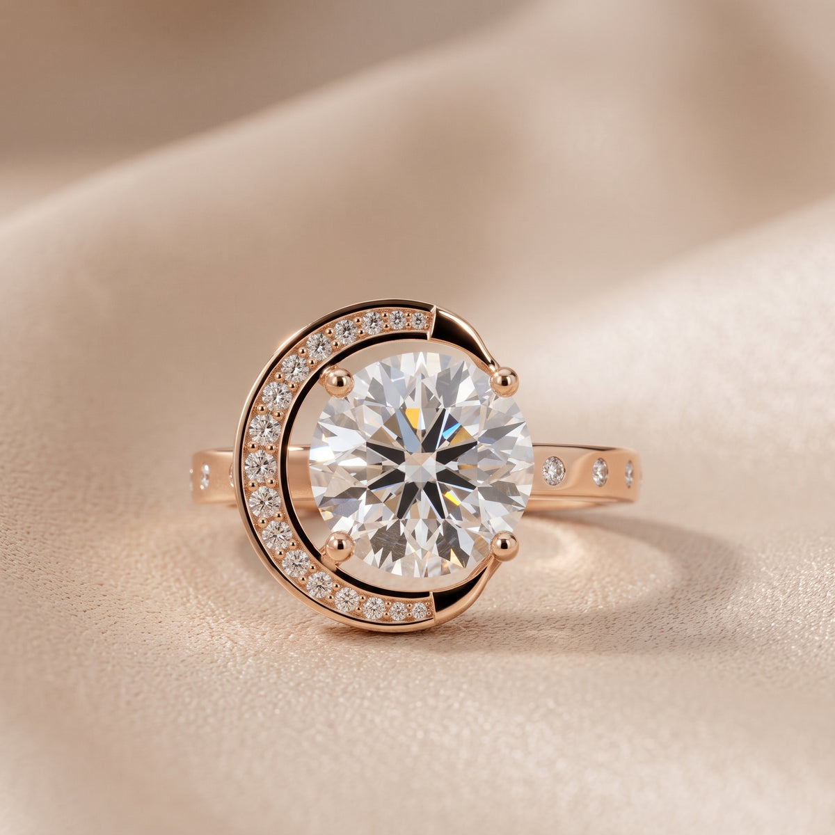 Aurelia Moon Halo Round Diamond Engagement Ring in Rose Gold - front.jpg