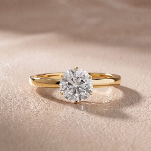 Serena Blossom Solitaire Round Diamond Engagement Ring in Yellow Gold - front.jpg