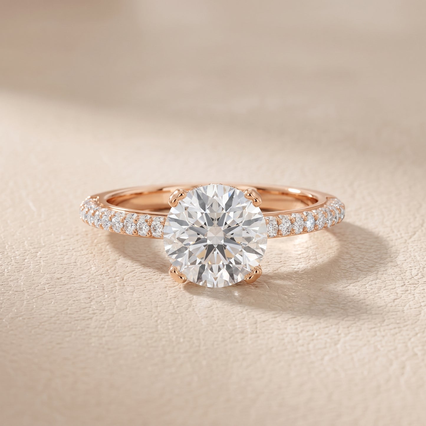 Violet Hidden Halo Pavé Round Diamond Ring in Rose Gold - front.jpg