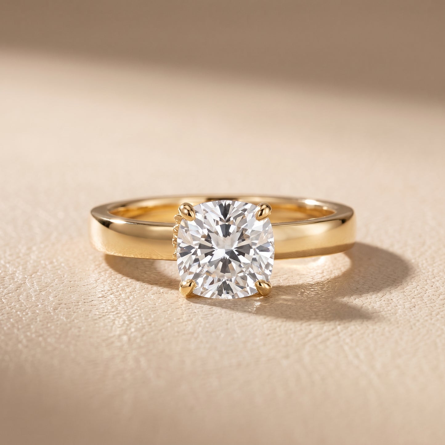 Lara Hidden Halo Cushion Diamond Engagement Ring in Yellow Gold - front.jpg