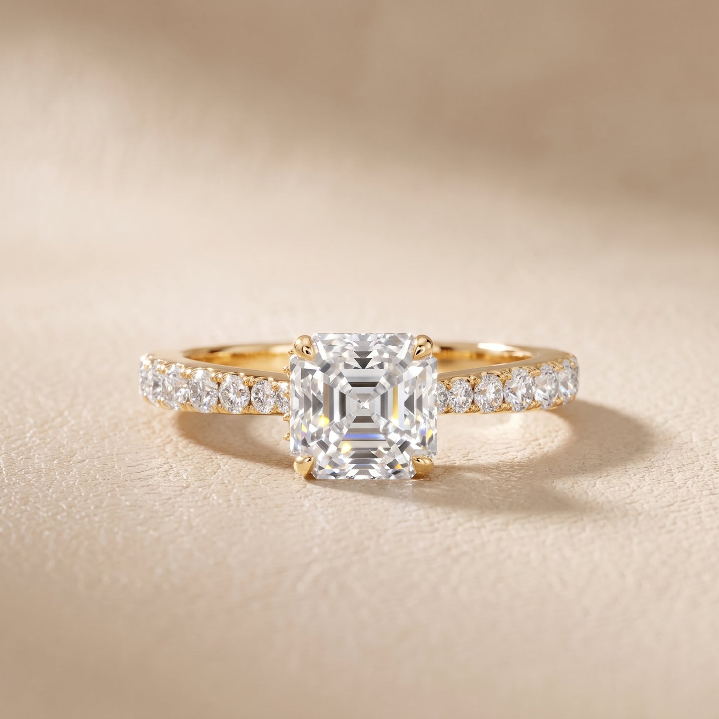 Gia Hidden Halo Pavé Asscher Diamond Ring in Yellow Gold - front.jpg