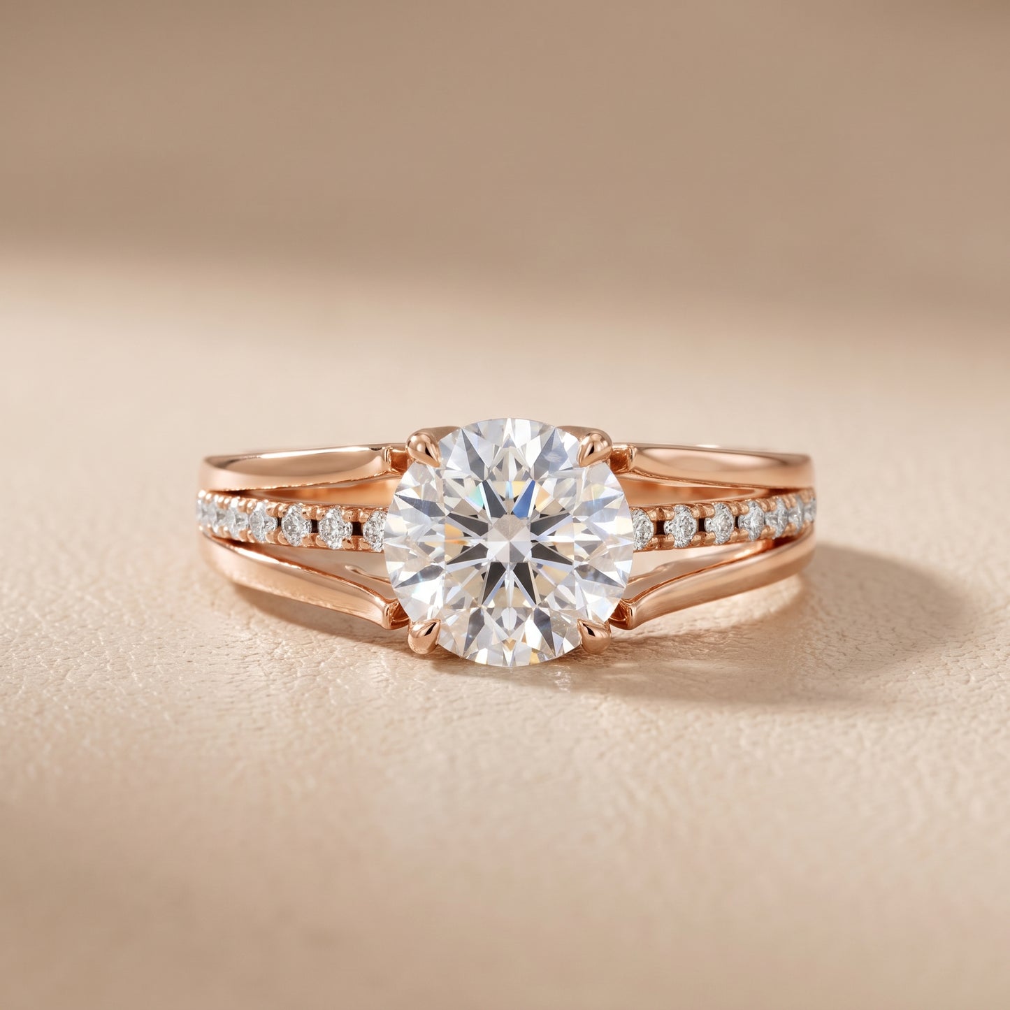 Scarlett Split Shank Pavé Round Diamond Ring in Rose Gold - front.jpg