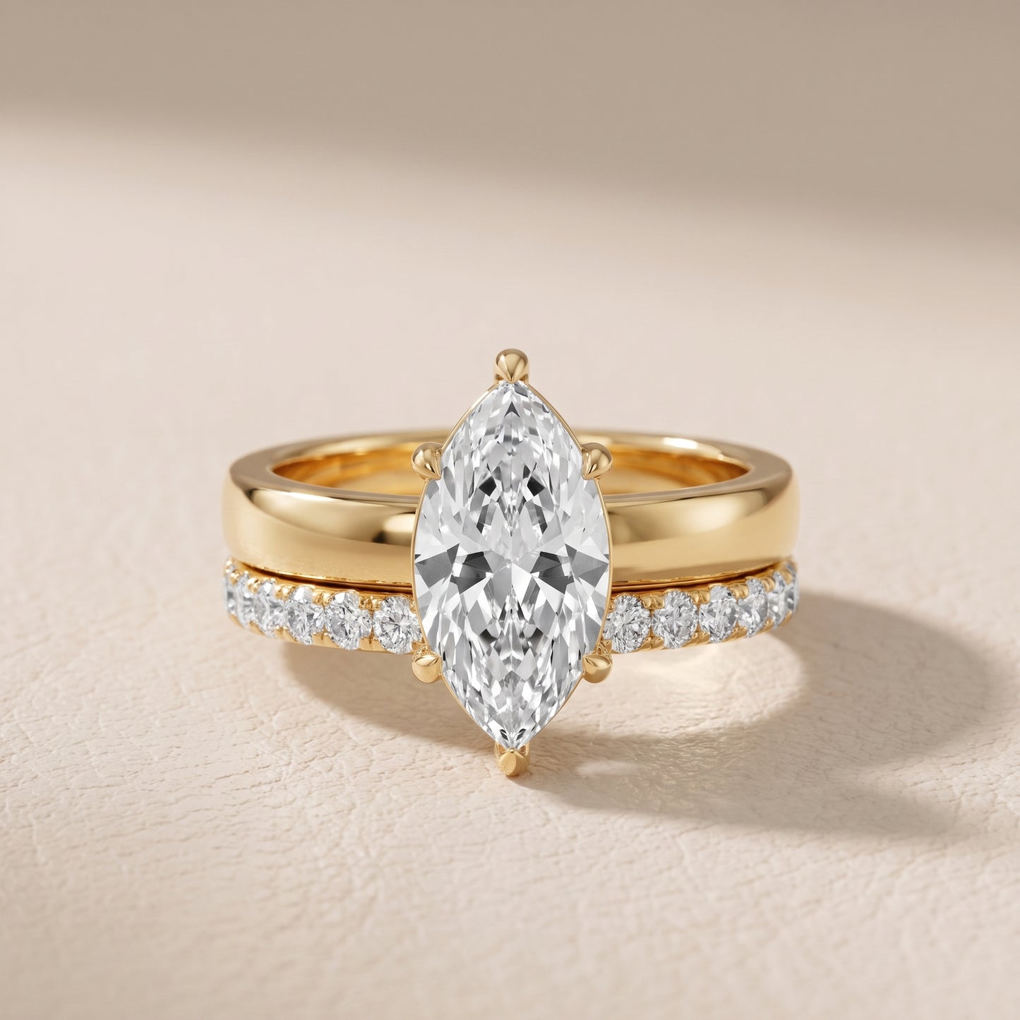 Veda Split Shank Pavé Marquise Diamond Engagement Ring in Yellow Gold - front.jpg