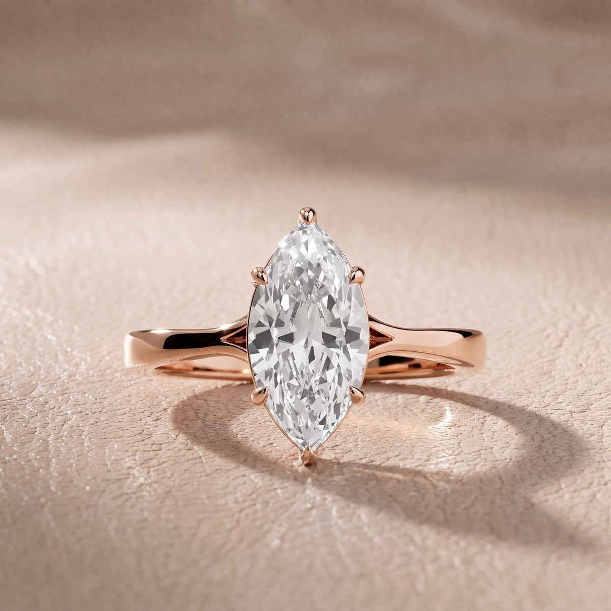 Evangeline Trellis Solitaire Marquise Diamond Engagement Ring in Rose Gold - front.jpg