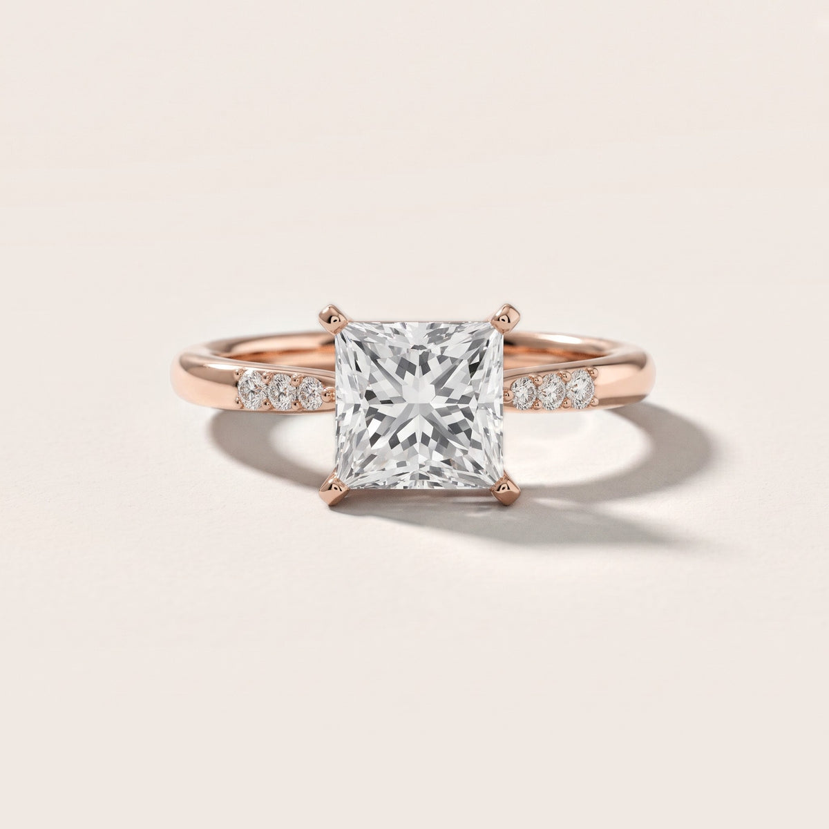 Aveline Flush-Set Princess Diamond Engagement Ring in Rose Gold - front.jpg