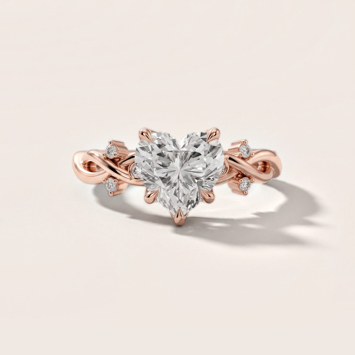 Vashon Vine Twist Heart Diamond Engagement Ring in Rose Gold - front.jpg
