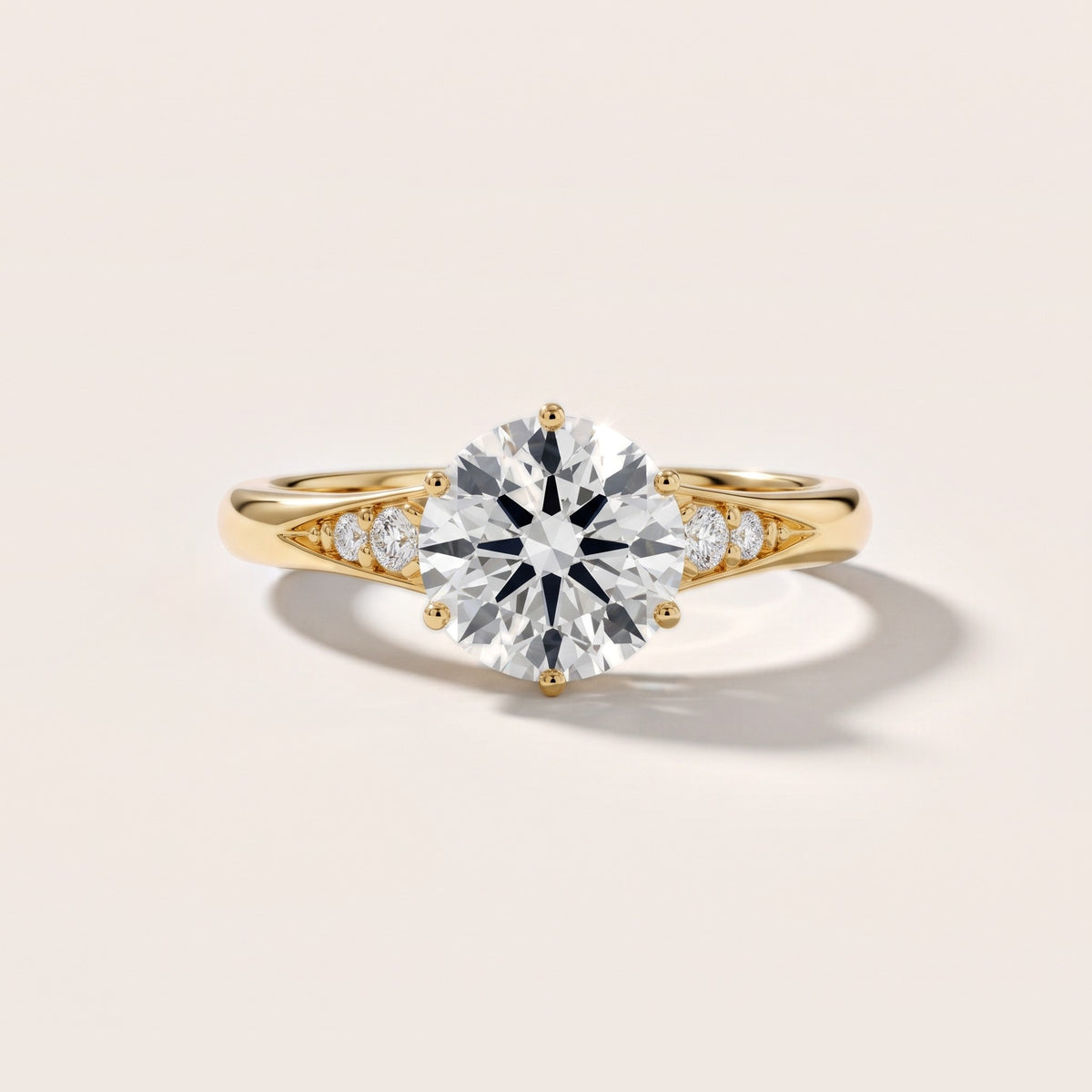 Tilda Graduated Pavé Round Diamond Engagement Ring in Yellow Gold - front.jpg