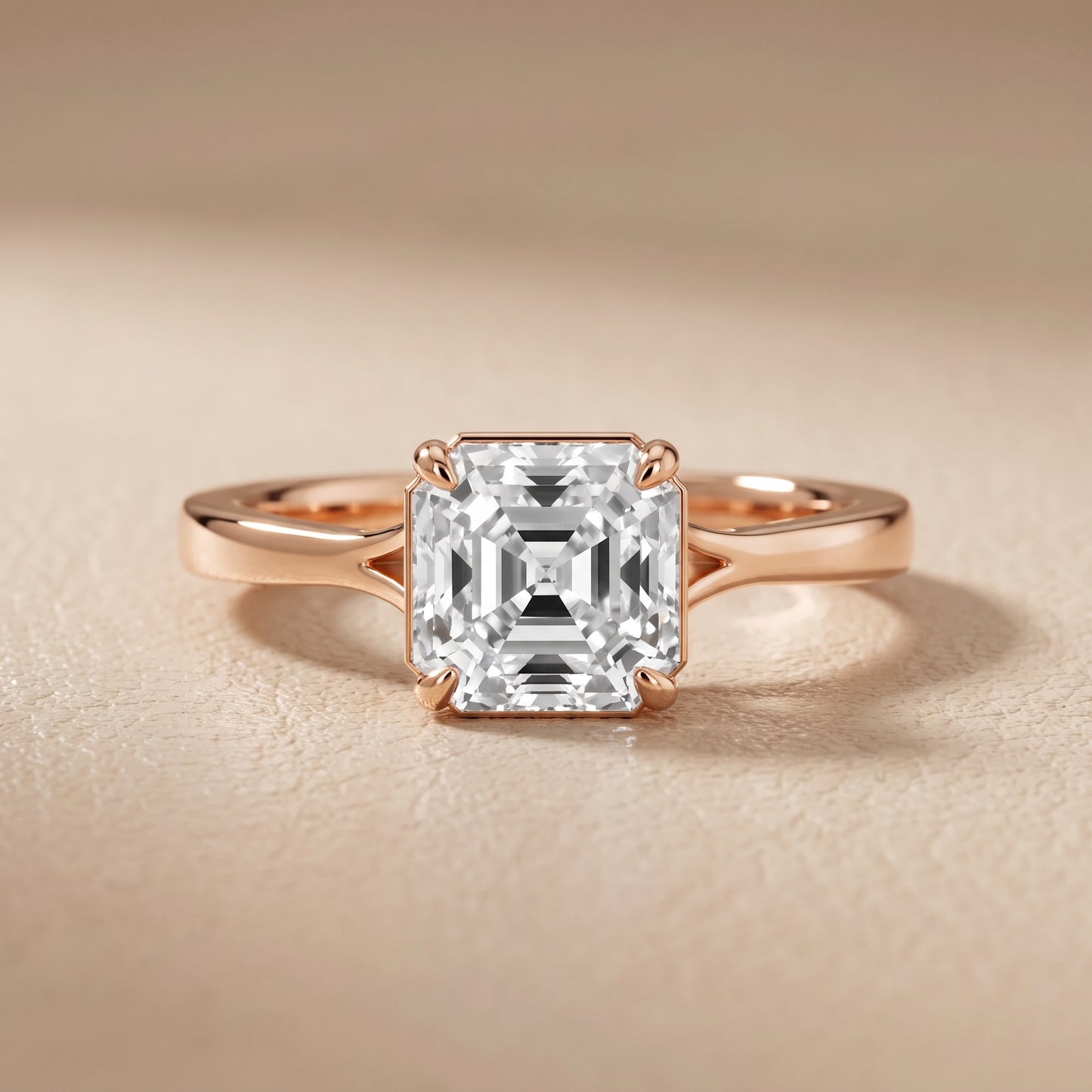 Anais Trellis Solitaire Asscher Diamond Engagement Ring in Rose Gold - front.jpg