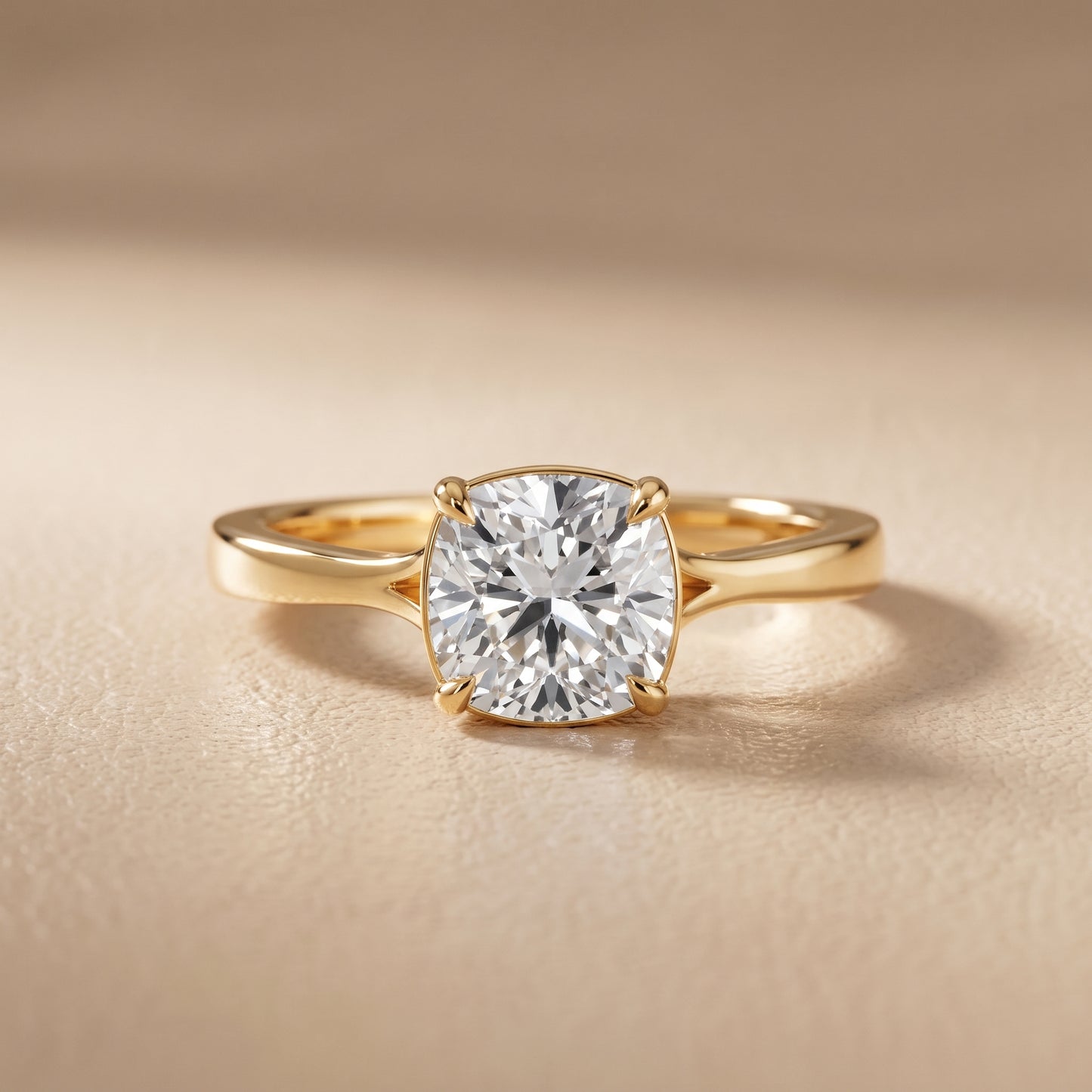 Anais Trellis Solitaire Cushion Diamond Engagement Ring in Yellow Gold - front.jpg