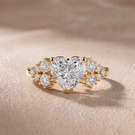 Azalea Cluster Heart Diamond Engagement Ring in Yellow Gold - front.jpg