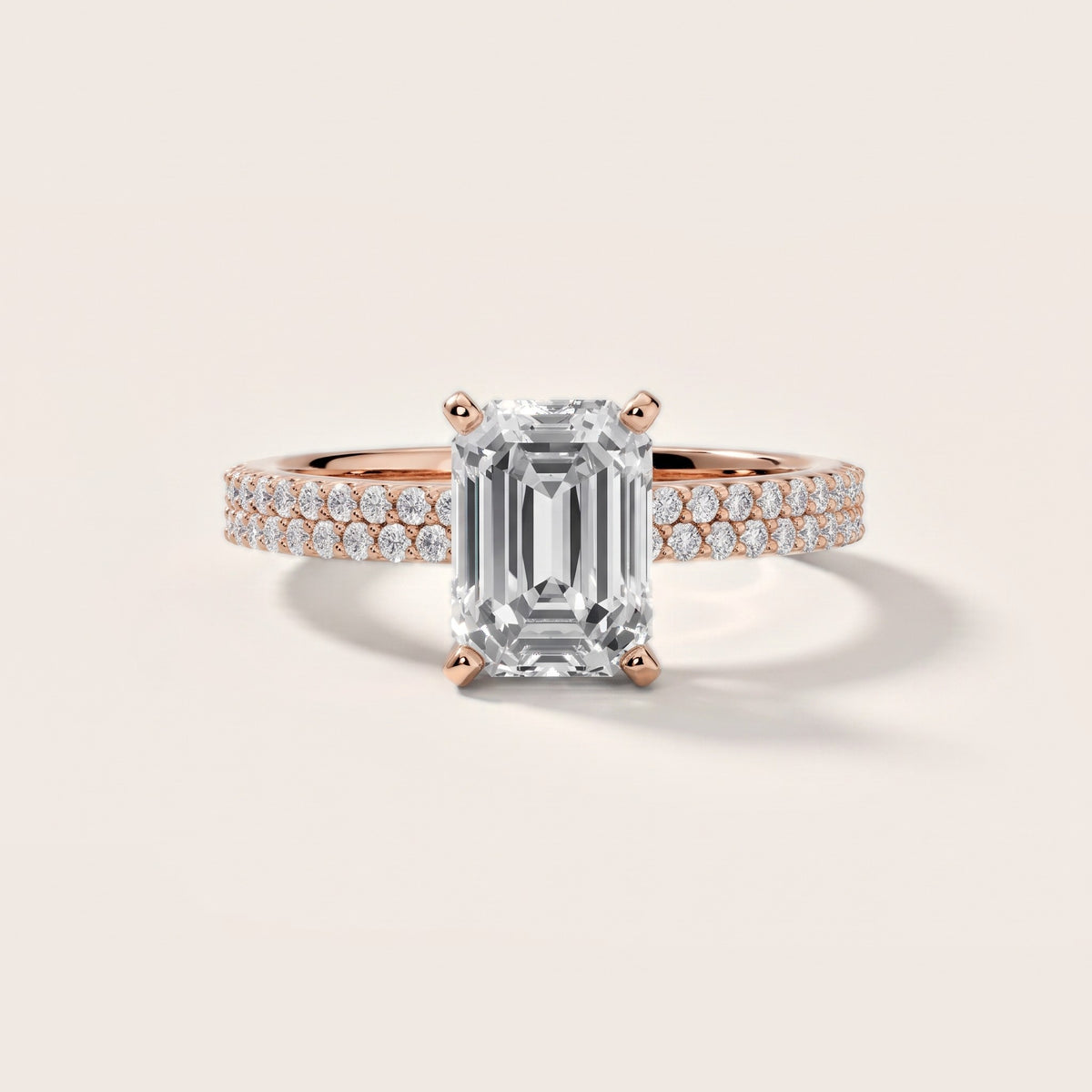 Sirena Micropavé Emerald Diamond Engagement Ring in Rose Gold - front.jpg