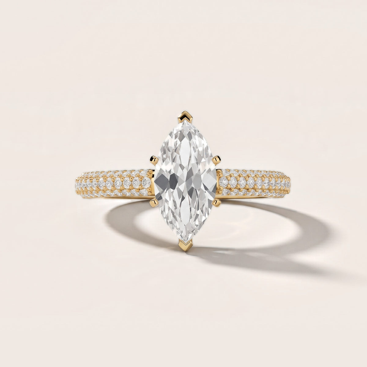 Kaitlin Micropavé Dome Marquise Diamond Engagement Ring in Yellow Gold - front.jpg