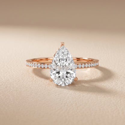 Naia Hidden Halo Pear Diamond Ring in Rose Gold - front.jpg