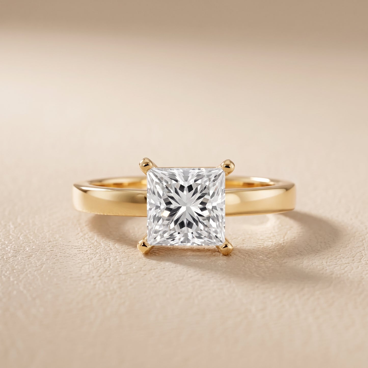 Delia Solitaire Princess Diamond Engagement Ring in Yellow Gold - front.jpg